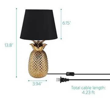 Navaris Gold Pineapple Table Lamp - 13.8" Tropical Decor