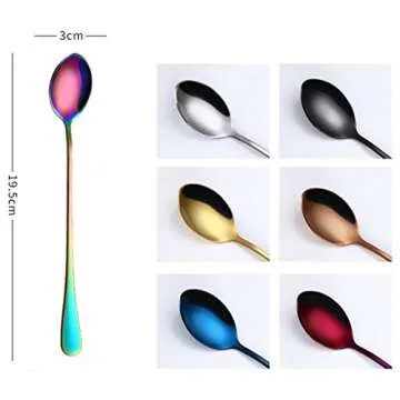 NewKelly 2Pcs Colorful Long Handle Spoon Flatware Coffee Drinking Tools Kitchen Gadget (Multicolor02)