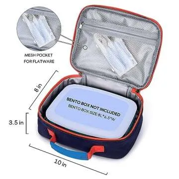 mibasies Kids Lunch Bag for Boys Toddler Insulated Lunch Box for School Travel, Dark Bule