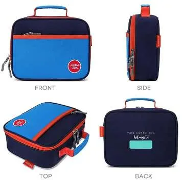 mibasies Kids Lunch Bag for Boys Toddler Insulated Lunch Box for School Travel, Dark Bule