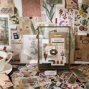 BLEDS 400PCS Vintage Journaling Supplies Pack, Scrapbook Paper Kit Aesthetic Scrapbook Paper Set Pos...