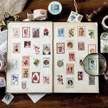 BLEDS 400PCS Vintage Journaling Supplies Pack, Scrapbook Paper Kit Aesthetic Scrapbook Paper Set Postage Stamp Stickers for Junk Journals Planner Retro Craft