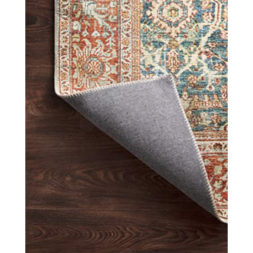 Loloi Layla Collection, LAY-04, Ocean/Rust, 5'-0" x 7'-6", .13" Thick, Area Rug, Soft, Durable, Vintage Inspired, Distressed, Low Pile, Non-Shedding, Easy Clean, Printed, Living Room Rug