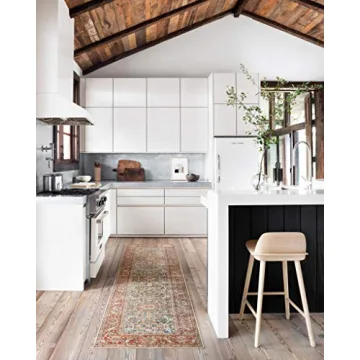 Loloi Layla Collection, LAY-04, Ocean/Rust, 5'-0" x 7'-6", .13" Thick, Area Rug, Soft, Durable, Vintage Inspired, Distressed, Low Pile, Non-Shedding, Easy Clean, Printed, Living Room Rug