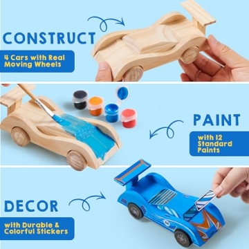 Creative DIY Wooden Race Cars Craft Kit for Kids