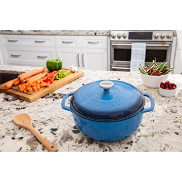 Lodge 6 Quart Enameled Dutch Oven in Vibrant Blue