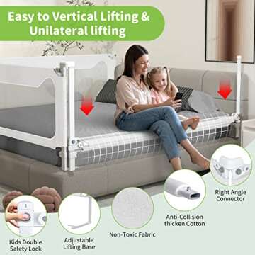 melafa365 Bed Rails for Toddlers, Upgrade Height Adjustable Baby Bed Rail Guard Specially Designed f...