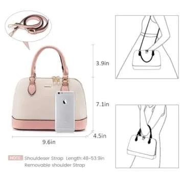 Small Crossbody Bags for Women Classic Double Zip Top Handle Dome Satchel Bag Shoulder Purse Pink&Beige