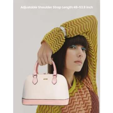 Small Crossbody Bags for Women Classic Double Zip Top Handle Dome Satchel Bag Shoulder Purse Pink&Beige
