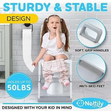 NETTILY Potty Training Seat for Toddler Boys & Girls - Toddlers COMPLETELY FOLDABLE Potty Training Toilet Seat with Ladder - PORTABLE Kids Potty Seat Toilet Chair Step Stool Trainer for Children