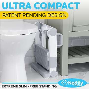 NETTILY Potty Training Seat for Toddler Boys & Girls - Toddlers COMPLETELY FOLDABLE Potty Training Toilet Seat with Ladder - PORTABLE Kids Potty Seat Toilet Chair Step Stool Trainer for Children