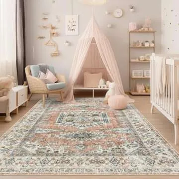 Valenrug Washable Rug 5x7 Stylish Vintage Stain-Resistant