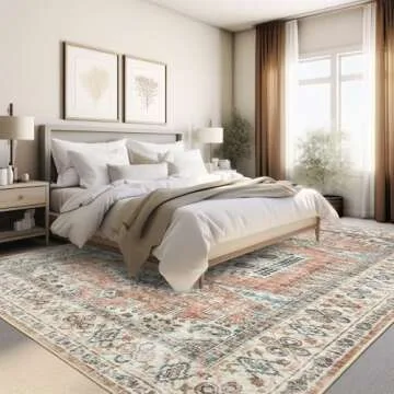 Valenrug Washable Rug 5x7 Stylish Vintage Stain-Resistant