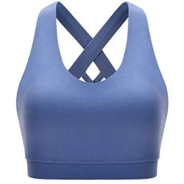 RUNNING GIRL Sports Bra for Women, Criss-Cross Back Padded Strappy Sports Bras Medium Support Yoga Bra with Removable Cups