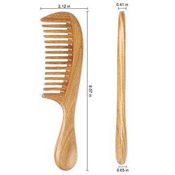 Onedor Natural Green Sandalwood Hair Comb for Detangling