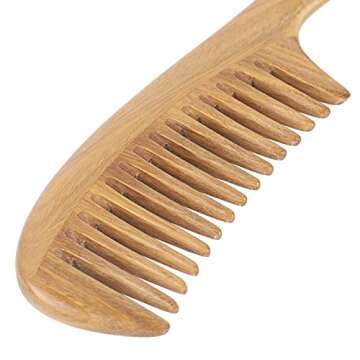 Onedor Natural Green Sandalwood Hair Comb for Detangling