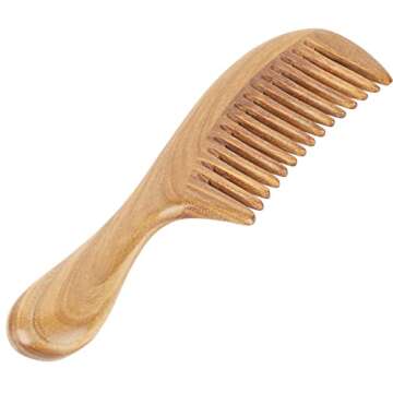 Onedor Natural Green Sandalwood Hair Comb for Detangling