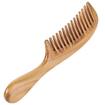 Onedor Natural Green Sandalwood Hair Comb for Detangling