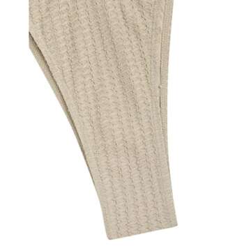 ZAFUL Ribbed Strapless Swimsuits for Women Cutout Bandeau Bathing Suit Tie Side Textured Bikini Thong Swimwear Beige M