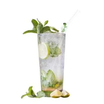 4 Pcs Glass Straws With Turtle Charms, Cute Fun Reusable Straws, With Design Clear Bent Straws, With 1 Pcs Straw Brush for Party Drink Cocktail (4 Pcs Turtle)