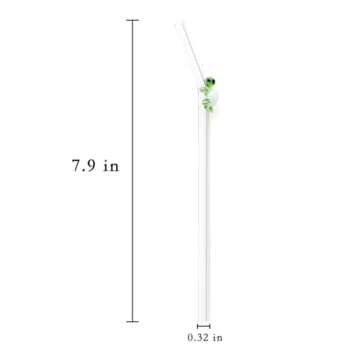 4 Pcs Glass Straws With Turtle Charms, Cute Fun Reusable Straws, With Design Clear Bent Straws, With 1 Pcs Straw Brush for Party Drink Cocktail (4 Pcs Turtle)