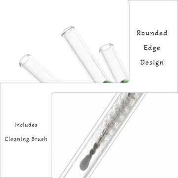 4 Pcs Glass Straws With Turtle Charms, Cute Fun Reusable Straws, With Design Clear Bent Straws, With 1 Pcs Straw Brush for Party Drink Cocktail (4 Pcs Turtle)