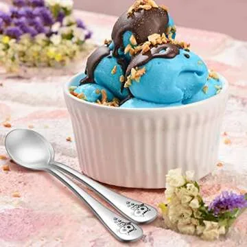 E-far Toddler Spoons, 6-Piece Stainless Steel Kids Utensils Spoon for Baby Self Feeding, Attached Portable Case & Cute Animal Pattern, Solid Metal & Small Size, Rust Free & Dishwasher Safe