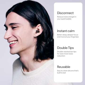 Loop Quiet 2 Plus Ear Plugs with Double Tips – Ultra-Comfy Reusable Earplugs for Sleep, Focus, Tra...