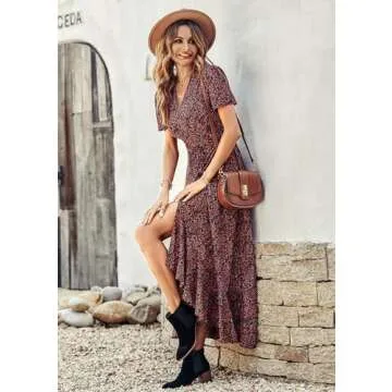 Elegant PRETTYGARDEN Women's Wrap Maxi Dress for Summer