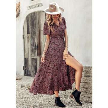 Elegant PRETTYGARDEN Women's Wrap Maxi Dress for Summer