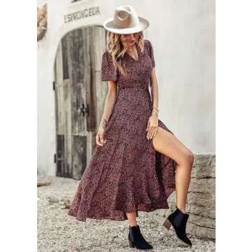 Elegant PRETTYGARDEN Women's Wrap Maxi Dress for Summer