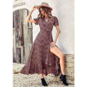 Elegant PRETTYGARDEN Women's Wrap Maxi Dress for Summer