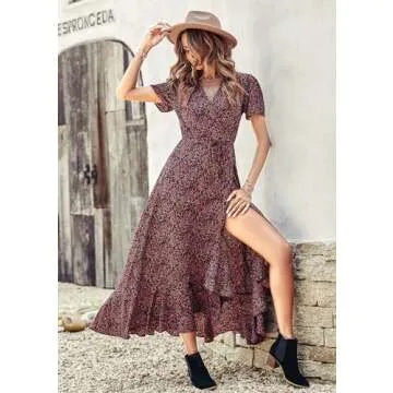 Elegant PRETTYGARDEN Women's Wrap Maxi Dress for Summer