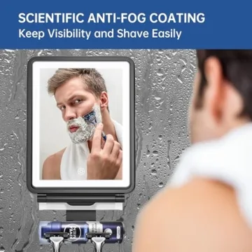 COSMIRROR Fogless Shower Mirror with Adjustable Lights and Squeegee