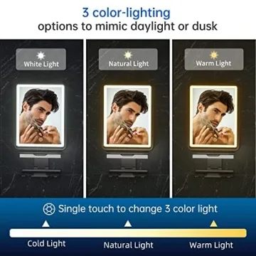 COSMIRROR Fogless Shower Mirror with Adjustable Lights and Squeegee