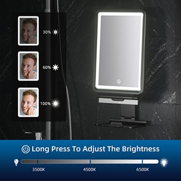 COSMIRROR Fogless Shower Mirror with Adjustable Lights and Squeegee