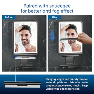 COSMIRROR Fogless Shower Mirror with Adjustable Lights and Squeegee