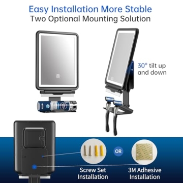 COSMIRROR Fogless Shower Mirror with Adjustable Lights and Squeegee
