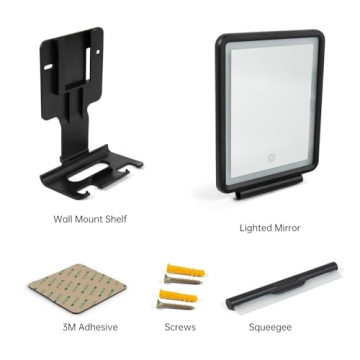 COSMIRROR Fogless Shower Mirror with Adjustable Lights and Squeegee