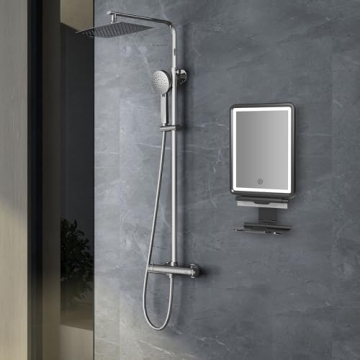 COSMIRROR Fogless Shower Mirror with Adjustable Lights and Squeegee