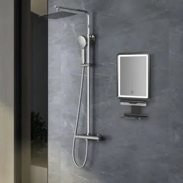 COSMIRROR Fogless Shower Mirror with Adjustable Lights and Squeegee