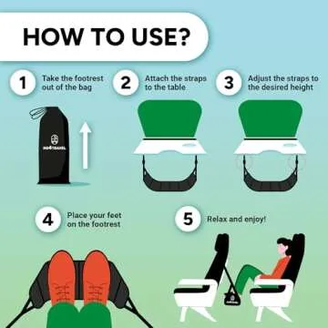 Airplane Foot Rest - Portable Airplane Foot Hammock for Flying Comfortably - Compact, Breathable Mesh Foot Sling for Airplane Travel - Long Flight Essentials - International Travel Must Haves