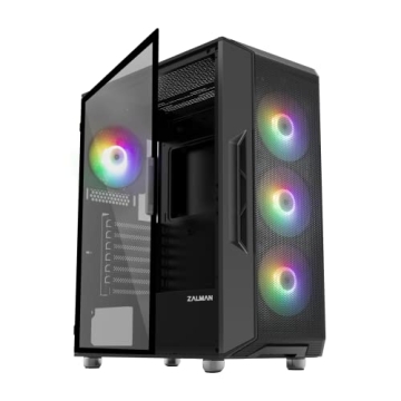 Zalman i3 NEO ATX Mid Tower Gaming PC Case - 4 x 120mm Fixed RGB Fans Preinstalled - Mesh Front Pane...