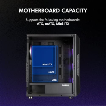 Zalman i3 NEO ATX Mid Tower Gaming PC Case - 4 x 120mm Fixed RGB Fans Preinstalled - Mesh Front Panel for High Airflow - Tempered Glass Side Panel, Black