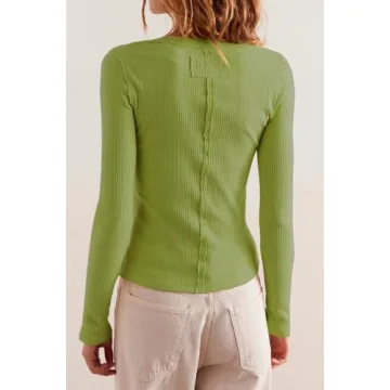 Women's Slim Fitted Ribbed Button Down Shirts Green