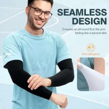Rescoto 2 Pairs UV Protection Cooling Arm Sleeves Compression Sun Sleeves for Men Women Youth, Tattoo Cover Up, UPF 50