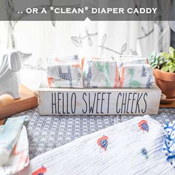 MAINEVENT Nice Bathroom Decor Box, One Box with Print on 2 Sides Farmhouse Bathroom Decor Toilet Box, Rustic Decor Bathroom Box Toilet Organizer, Toilet Paper Box, Hello Sweet Cheeks Bathroom Box