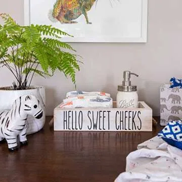 MAINEVENT Nice Bathroom Decor Box, One Box with Print on 2 Sides Farmhouse Bathroom Decor Toilet Box, Rustic Decor Bathroom Box Toilet Organizer, Toilet Paper Box, Hello Sweet Cheeks Bathroom Box