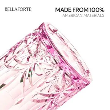 BELLAFORTE Shatterproof Tritan Plastic Short Tumbler, Set of 4, 13oz - Myrtle Beach Unbreakable Crystal Cut Old Fashioned Drinking Glasses for Whiskey - BPA Free - Dishwasher Safe - Pink