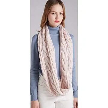NEOSAN Women’s Thick Knit Winter Infinity Scarf - Light Pink